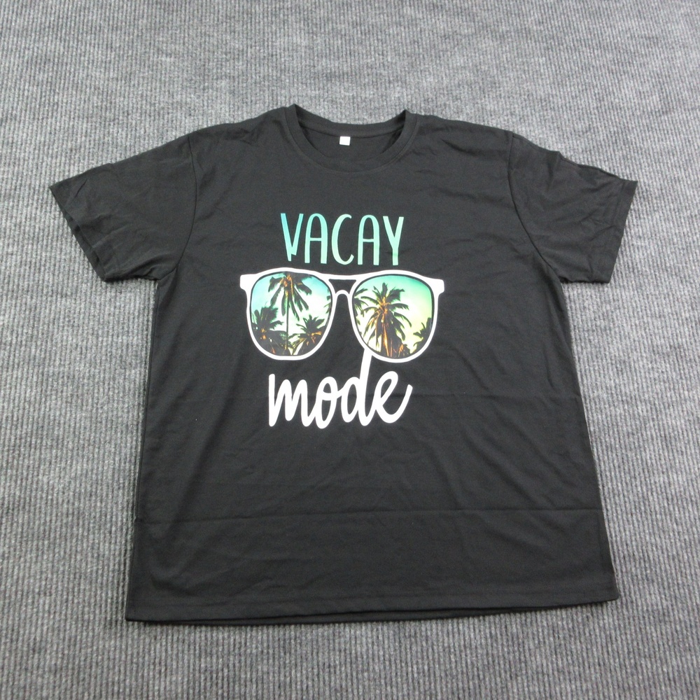 Vacay Mode Shirt Mens XL Black Crew Neck Cotton Jersey Glasses Graphic Tee